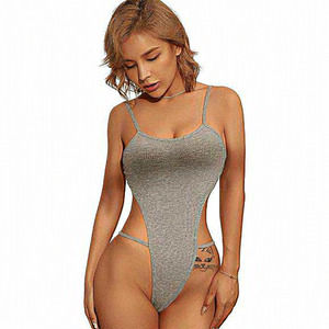 Women's‎ Gray Spaghetti Strap Lingerie Teddy Bodysuit